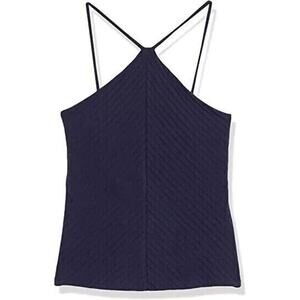 Daily Ritual Women's Navy Wide Rib Cropped T-strap Cami Top Size Large